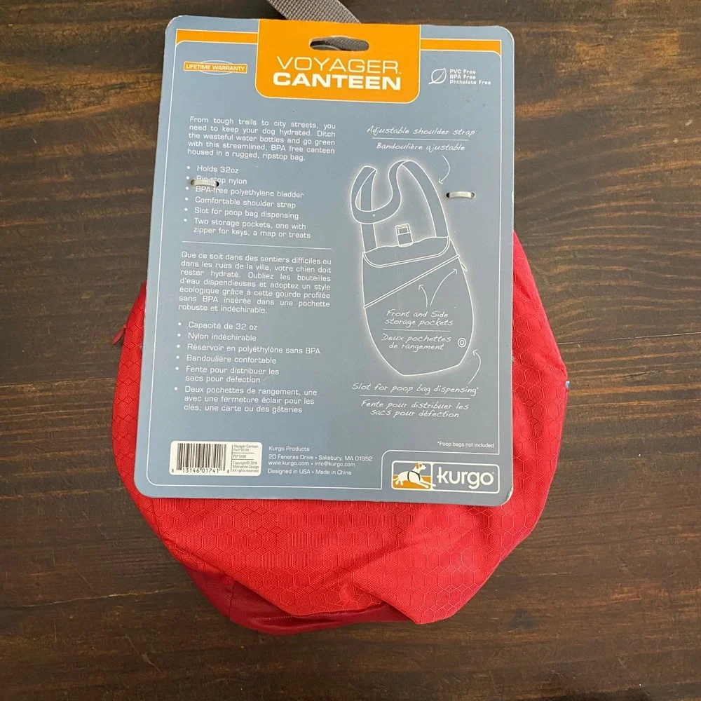 Kurgo Voyager Canteen Red Ripstop Dog Hydration 32oz Bladder Shoulder Bag NEW